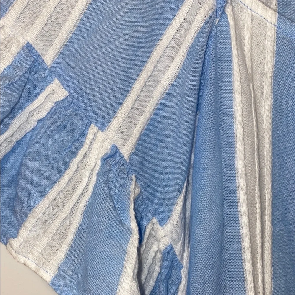 Blue Striped Ruffle Sleeve Top - Picture 4 of 5